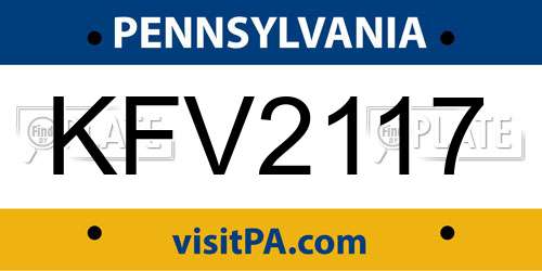 KFV2117 Pennsylvania License Plate