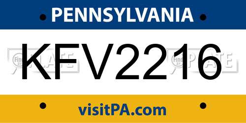 KFV2216 Pennsylvania License Plate
