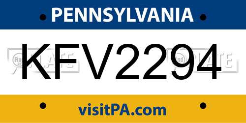 KFV2294 Pennsylvania License Plate