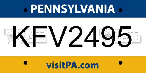 KFV2495 Pennsylvania License Plate