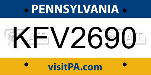 KFV2690 Pennsylvania License Plate