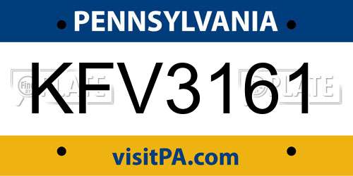 KFV3161 Pennsylvania License Plate
