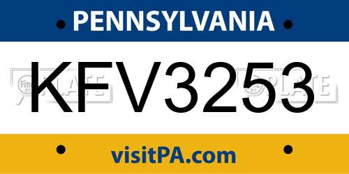 KFV3253 Pennsylvania License Plate
