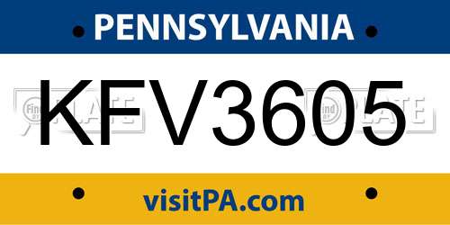 KFV3605 Pennsylvania License Plate