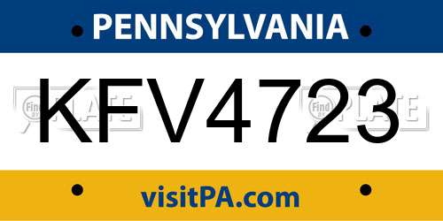 KFV4723 Pennsylvania License Plate