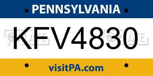 KFV4830 Pennsylvania License Plate