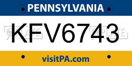 KFV6743 Pennsylvania License Plate