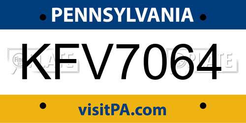 KFV7064 Pennsylvania License Plate