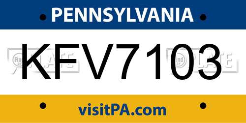KFV7103 Pennsylvania License Plate