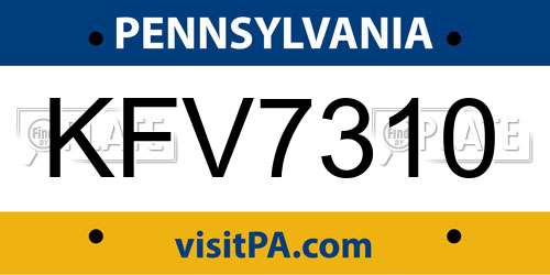 KFV7310 Pennsylvania License Plate