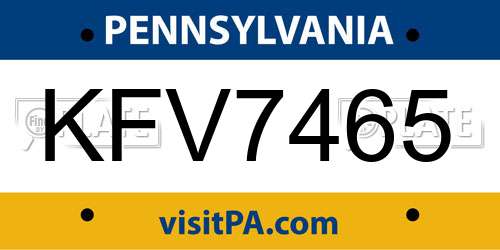 KFV7465 Pennsylvania License Plate