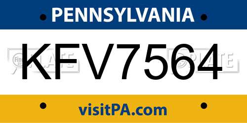 KFV7564 Pennsylvania License Plate