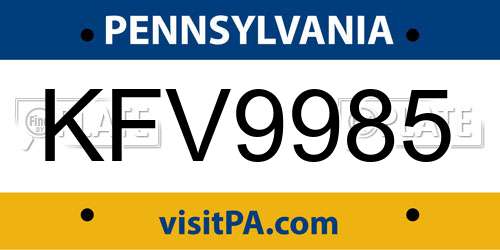 KFV9985 Pennsylvania License Plate