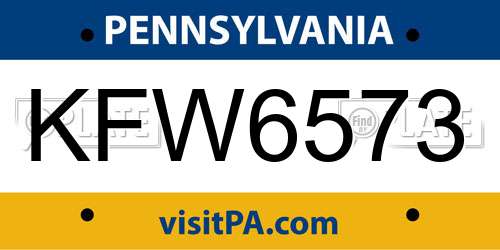KFW6573 Pennsylvania License Plate