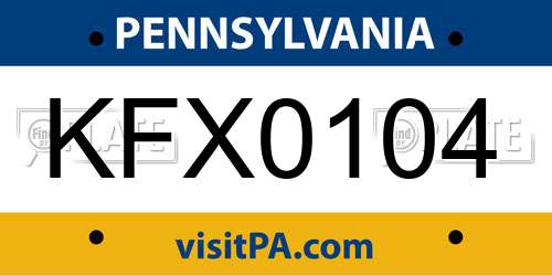 KFX0104 Pennsylvania License Plate