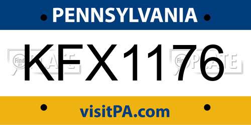 KFX1176 Pennsylvania License Plate