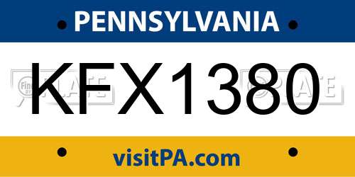 KFX1380 Pennsylvania License Plate