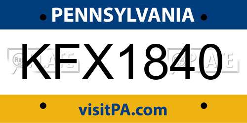 KFX1840 Pennsylvania License Plate
