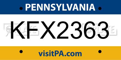 KFX2363 Pennsylvania License Plate