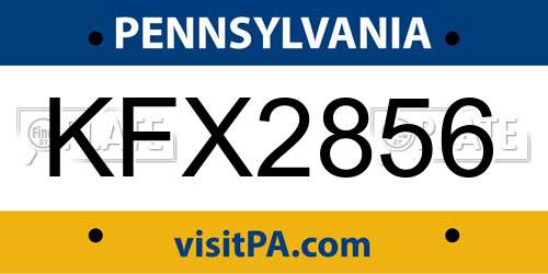 KFX2856 Pennsylvania License Plate