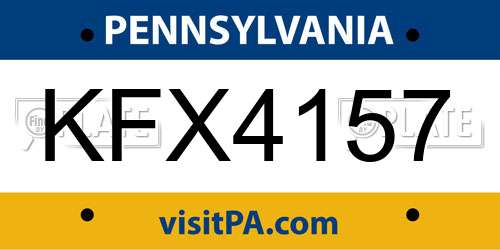 KFX4157 Pennsylvania License Plate