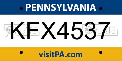KFX4537 Pennsylvania License Plate