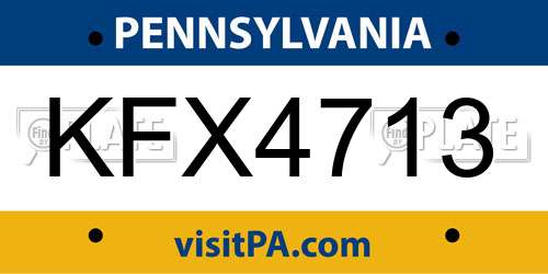 KFX4713 Pennsylvania License Plate