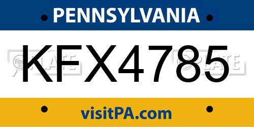 KFX4785 Pennsylvania License Plate