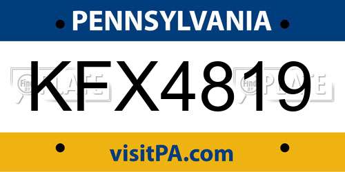 KFX4819 Pennsylvania License Plate