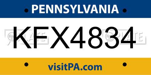 KFX4834 Pennsylvania License Plate