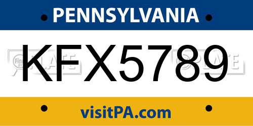 KFX5789 Pennsylvania License Plate