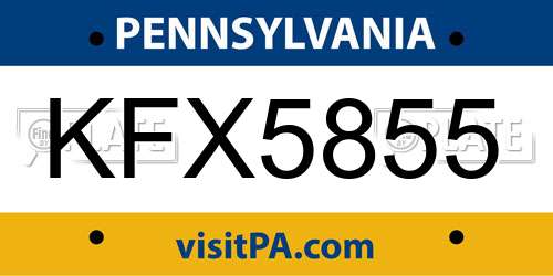 KFX5855 Pennsylvania License Plate