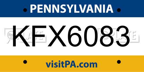 KFX6083 Pennsylvania License Plate