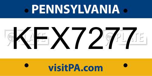 KFX7277 Pennsylvania License Plate