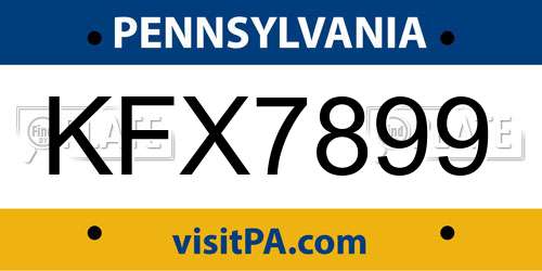 KFX7899 Pennsylvania License Plate