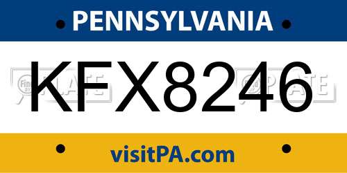 KFX8246 Pennsylvania License Plate