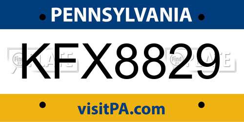 KFX8829 Pennsylvania License Plate