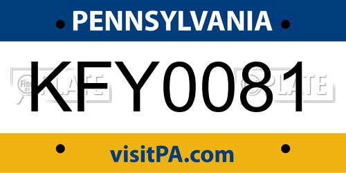 KFY0081 Pennsylvania License Plate