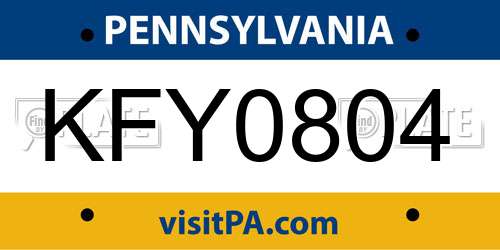 KFY0804 Pennsylvania License Plate