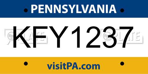 KFY1237 Pennsylvania License Plate