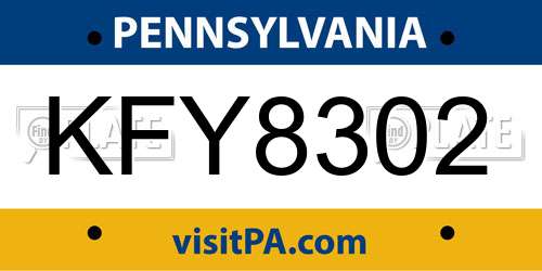 KFY8302 Pennsylvania License Plate
