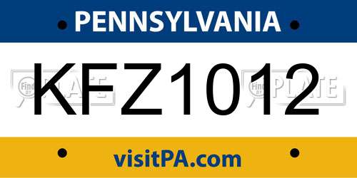KFZ1012 Pennsylvania License Plate