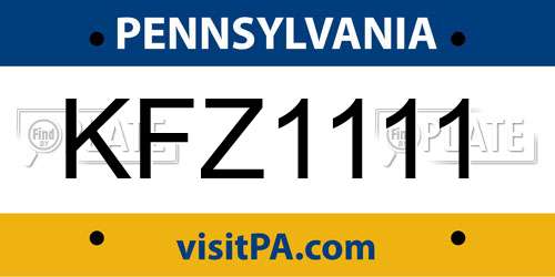 KFZ1111 Pennsylvania License Plate