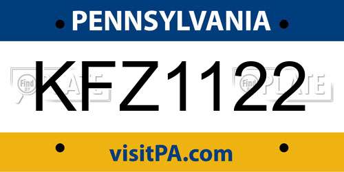 KFZ1122 Pennsylvania License Plate