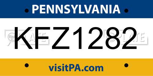 KFZ1282 Pennsylvania License Plate