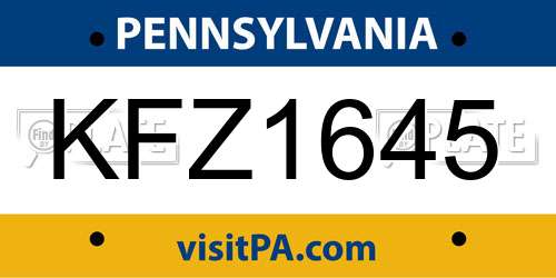 KFZ1645 Pennsylvania License Plate