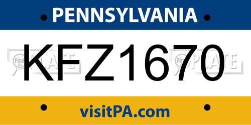 KFZ1670 Pennsylvania License Plate