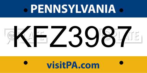 KFZ3987 Pennsylvania License Plate
