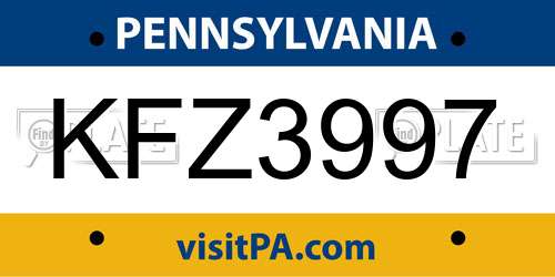 KFZ3997 Pennsylvania License Plate