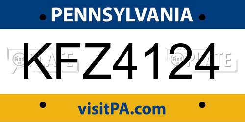 KFZ4124 Pennsylvania License Plate